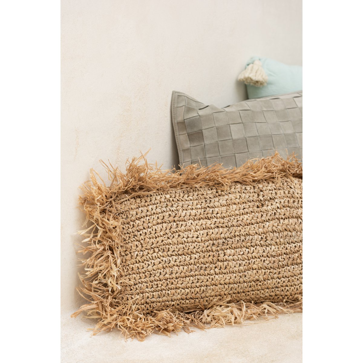 Coussin J-Line Rectangulaire Raphia - jute - naturel