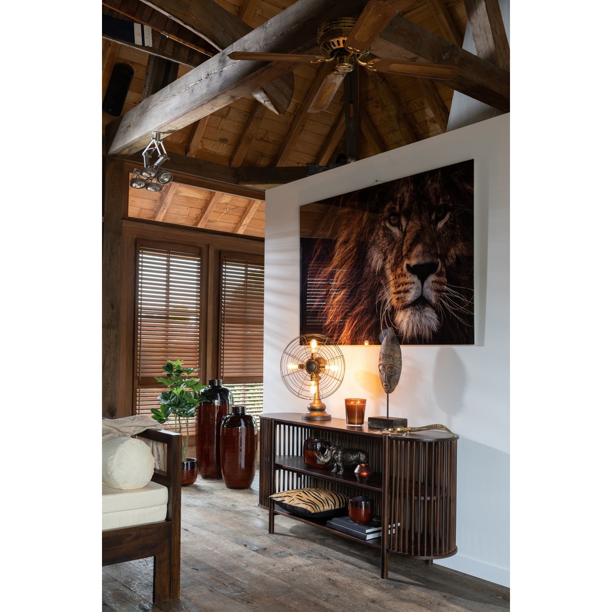 Console J-Line 2 planches Conie en manguier marron foncé