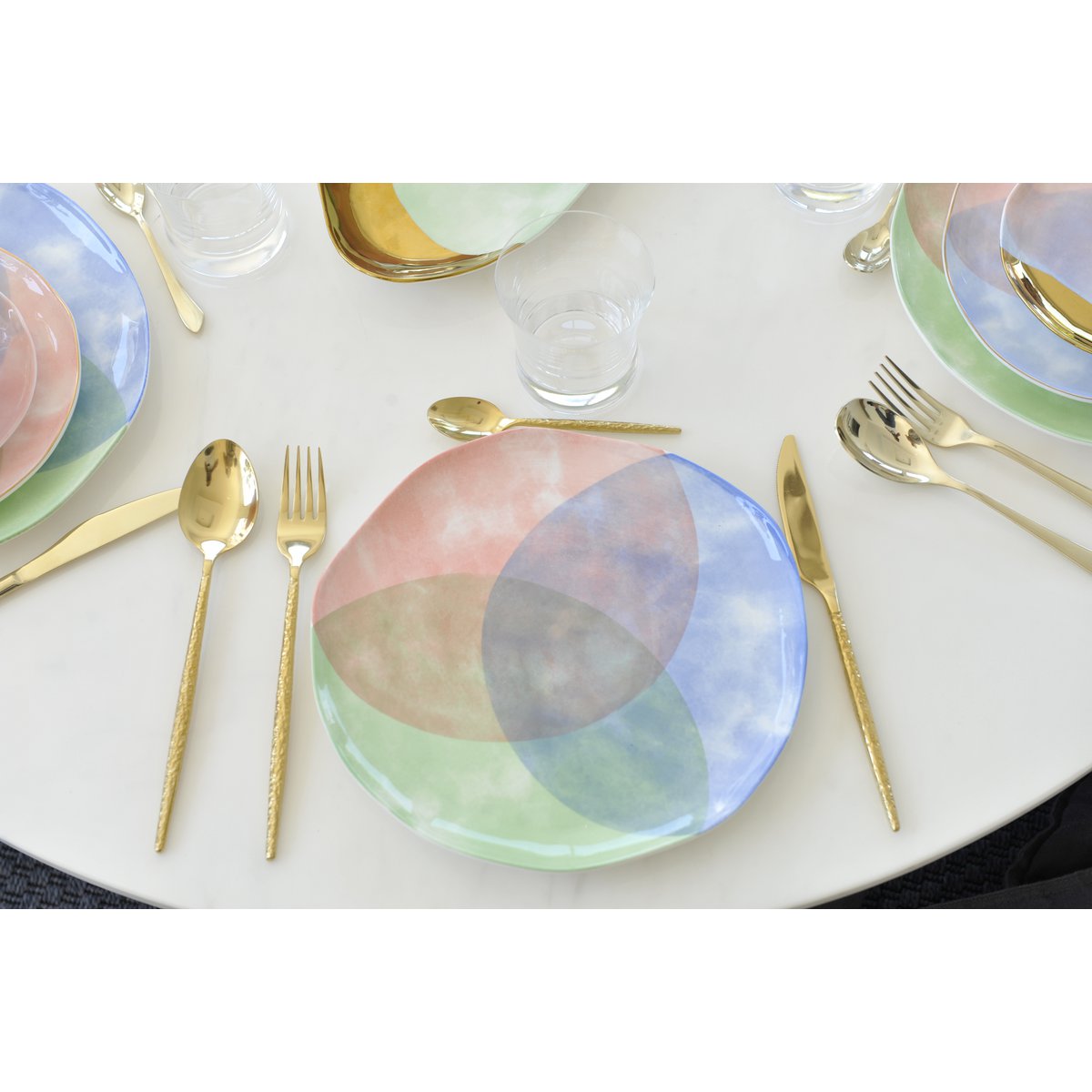 ASSIETTE PLATE TRICOLORE-PARADISE