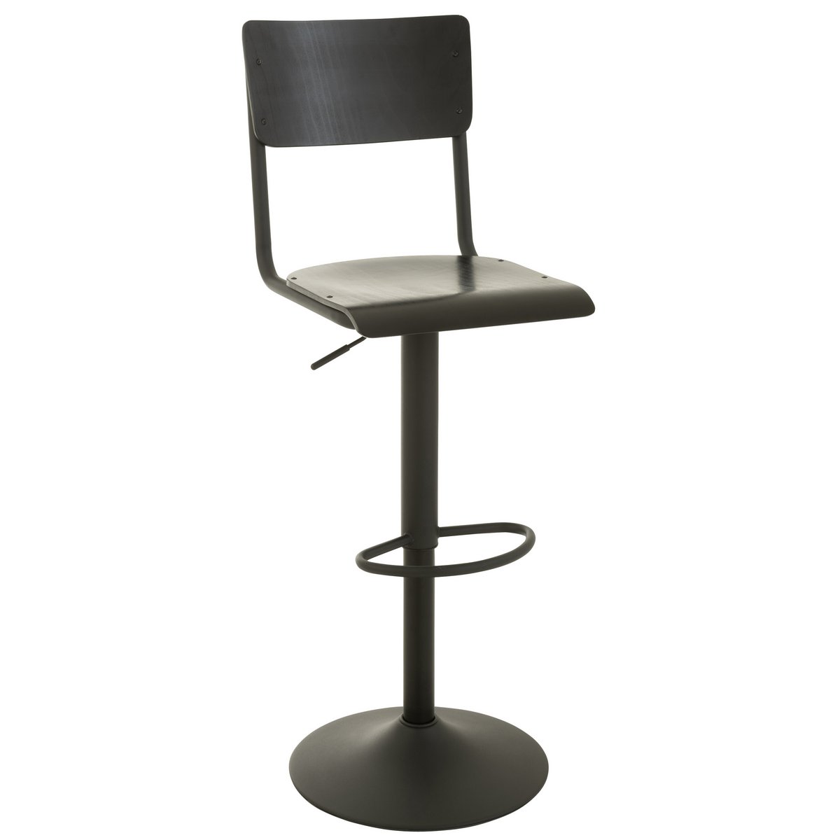 Chaise de bar J-Line - bois/métal - noir