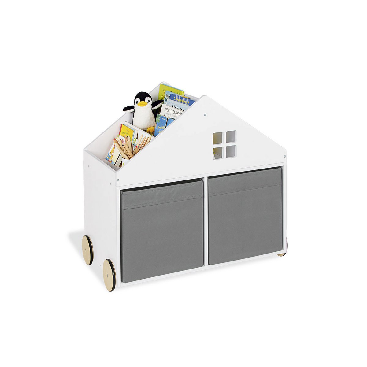 Bibliothèque pour enfants sur roulettes 'Hus', blanc