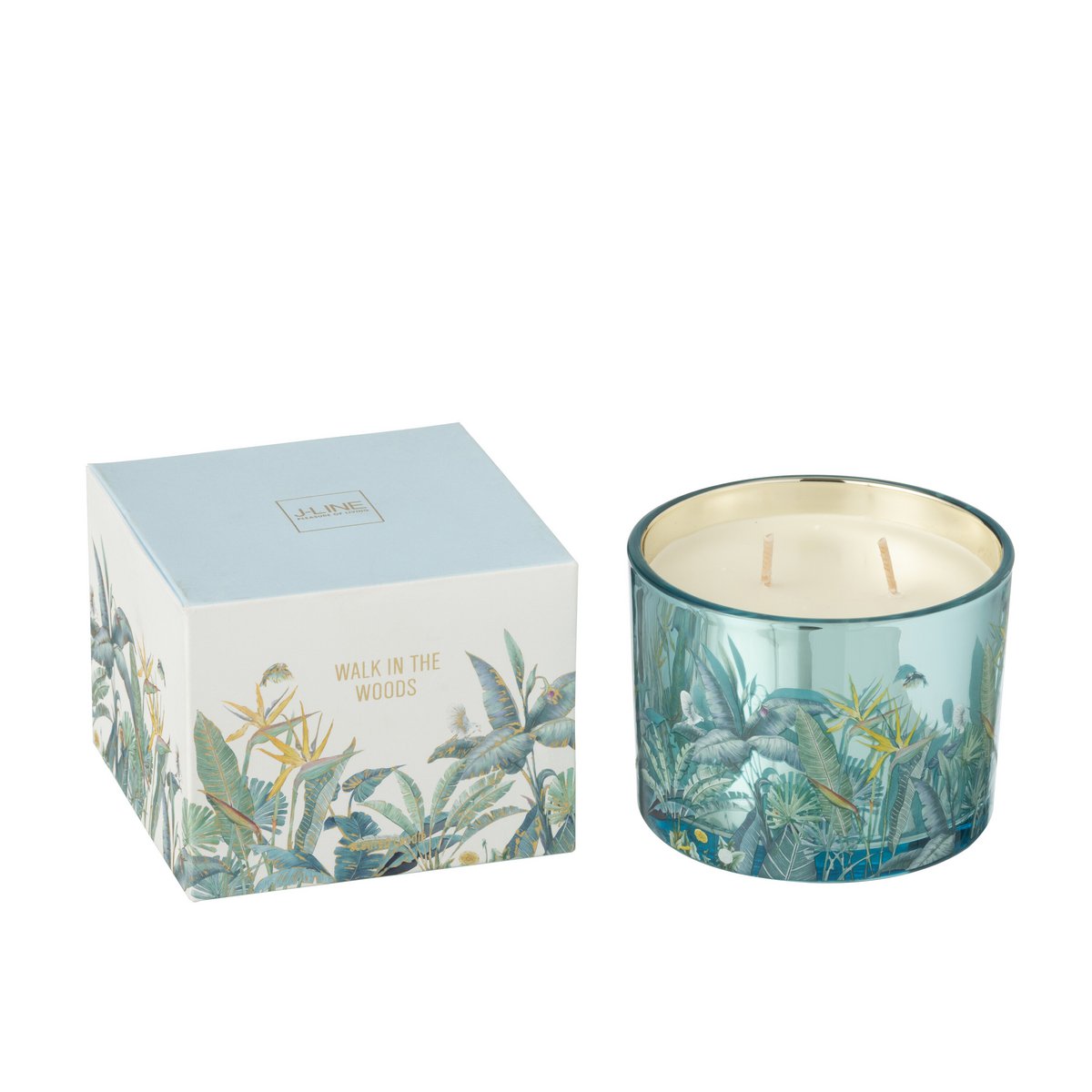 J-Line Bougie Parfumée Promenade Dans Les Bois Cire Bleu Petit-30 Heures