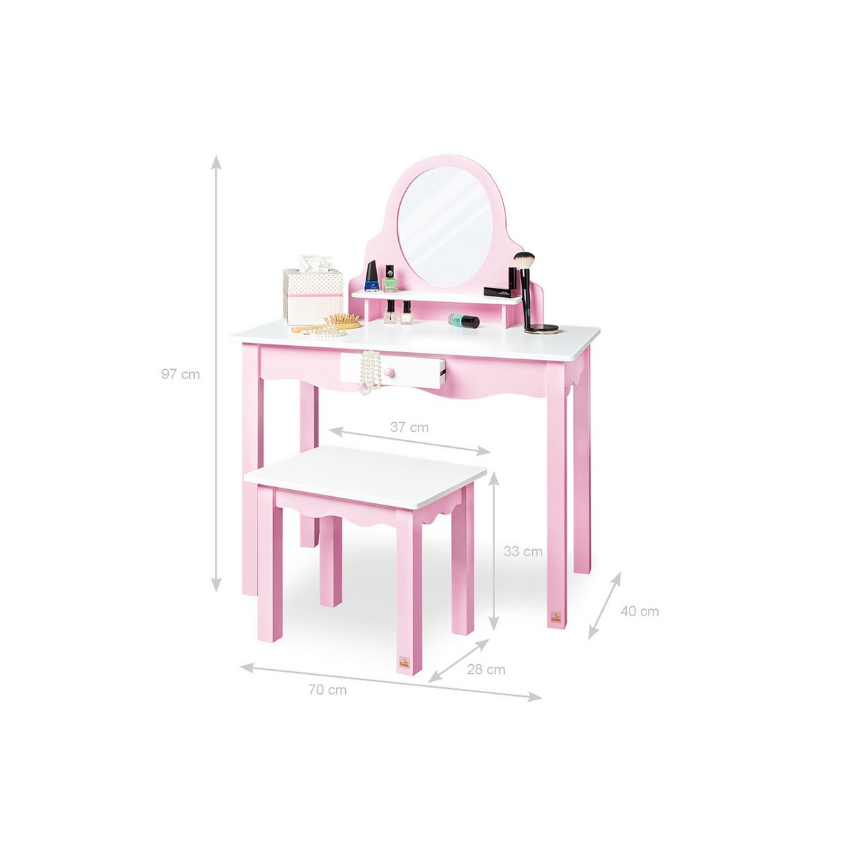 Coiffeuse pour enfants 'Jasmin', incl. tabouret