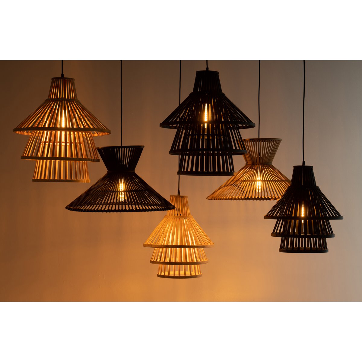 Lampe suspendue J-Line Lagen - bois - naturel - grande