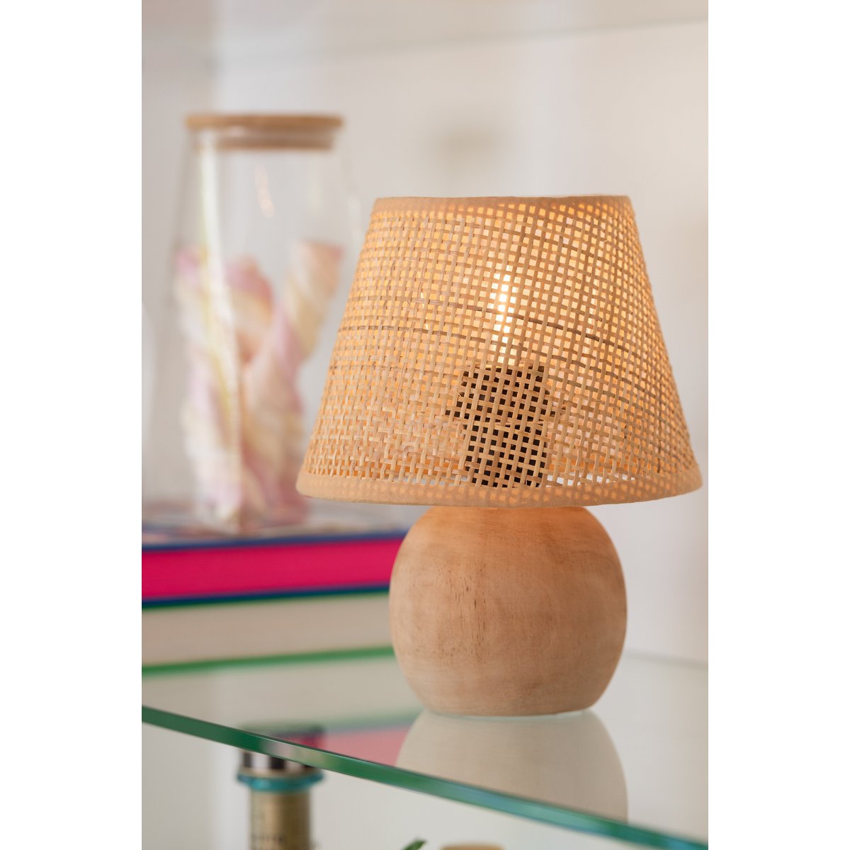 J-Line Lampe LED Bois Torsadé/Métal Naturel