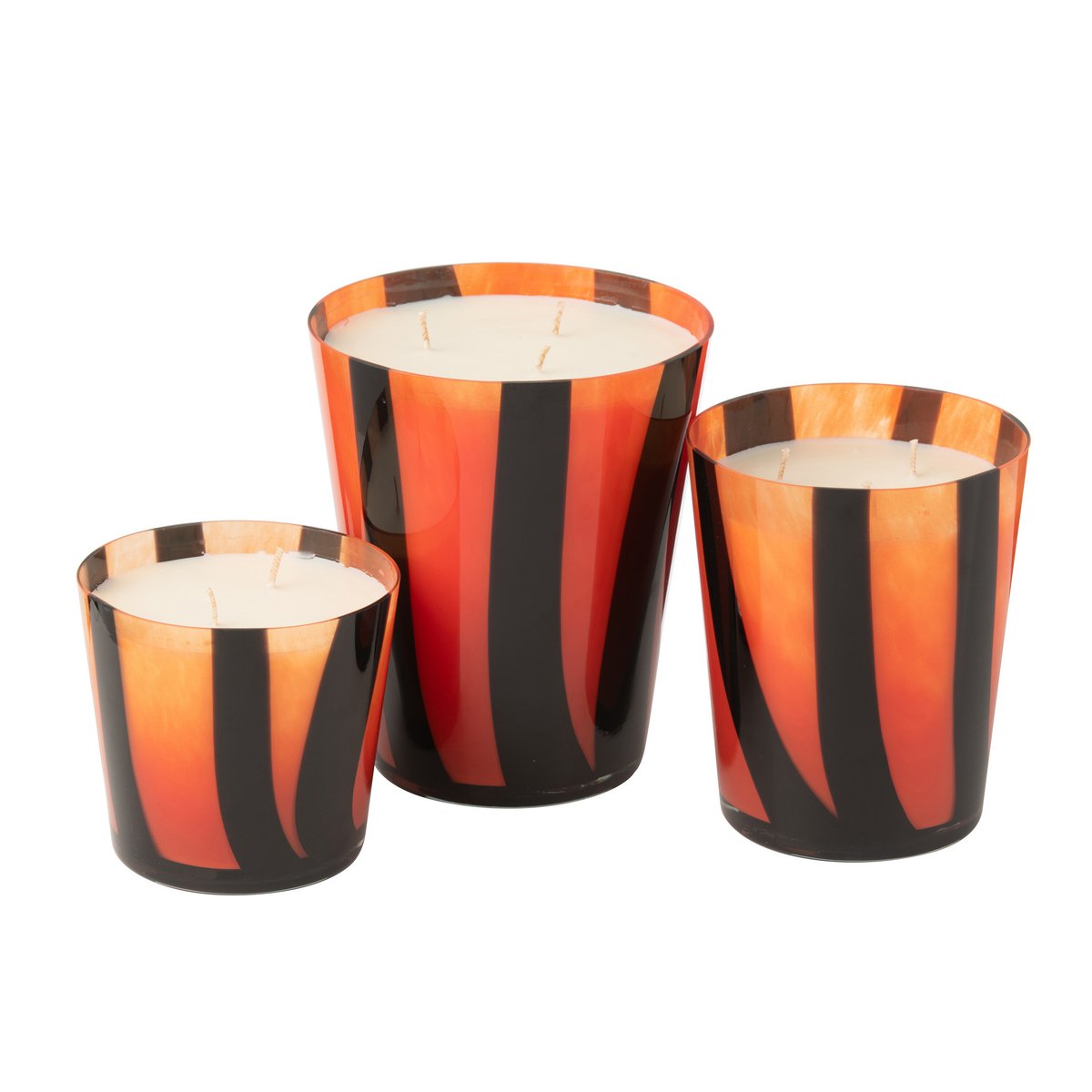 Bougie parfumée J-Line Noa stripes - orange - grande - 95U