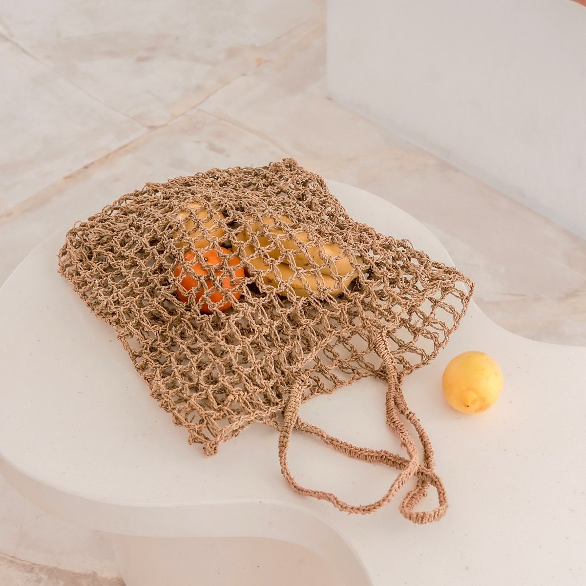 Sac à cordes en raphia | Sac d'épicerie réutilisable tissé à la main CANANG
