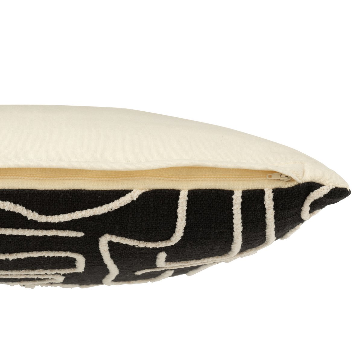 J-Line Coussin Carré Rayures/Nœuds Coton Noir/Blanc