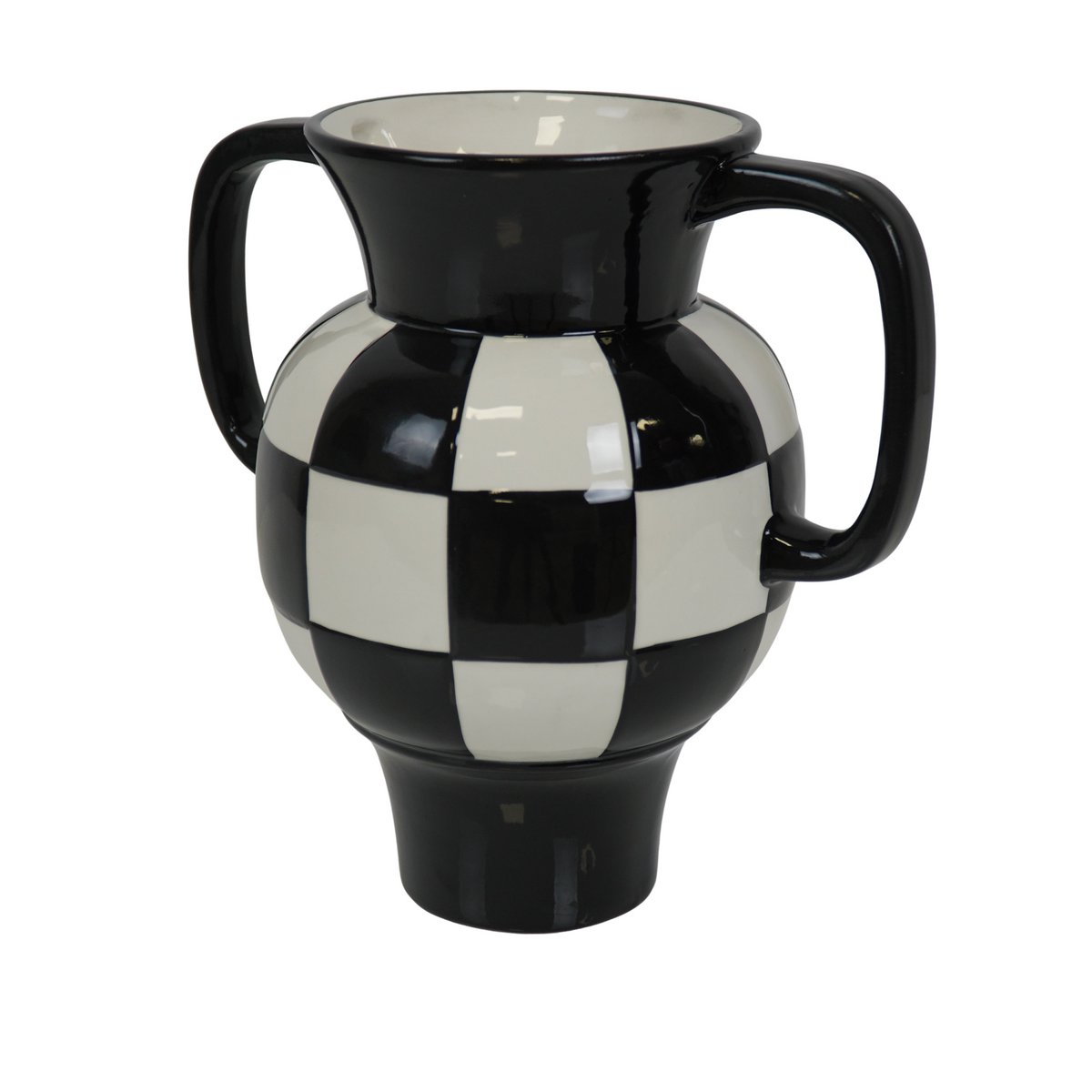 Vase - Pichet - Céramique - Noir/Blanc - 22x14,5x22,5cm