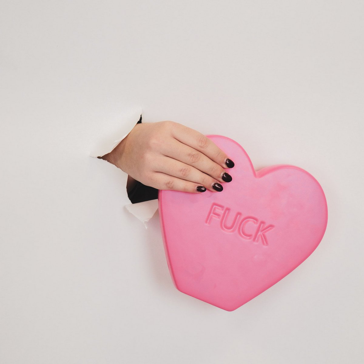 Ornement- Candy Heart 'FUCK'- Rose Fluo- 20x4x18,5cm