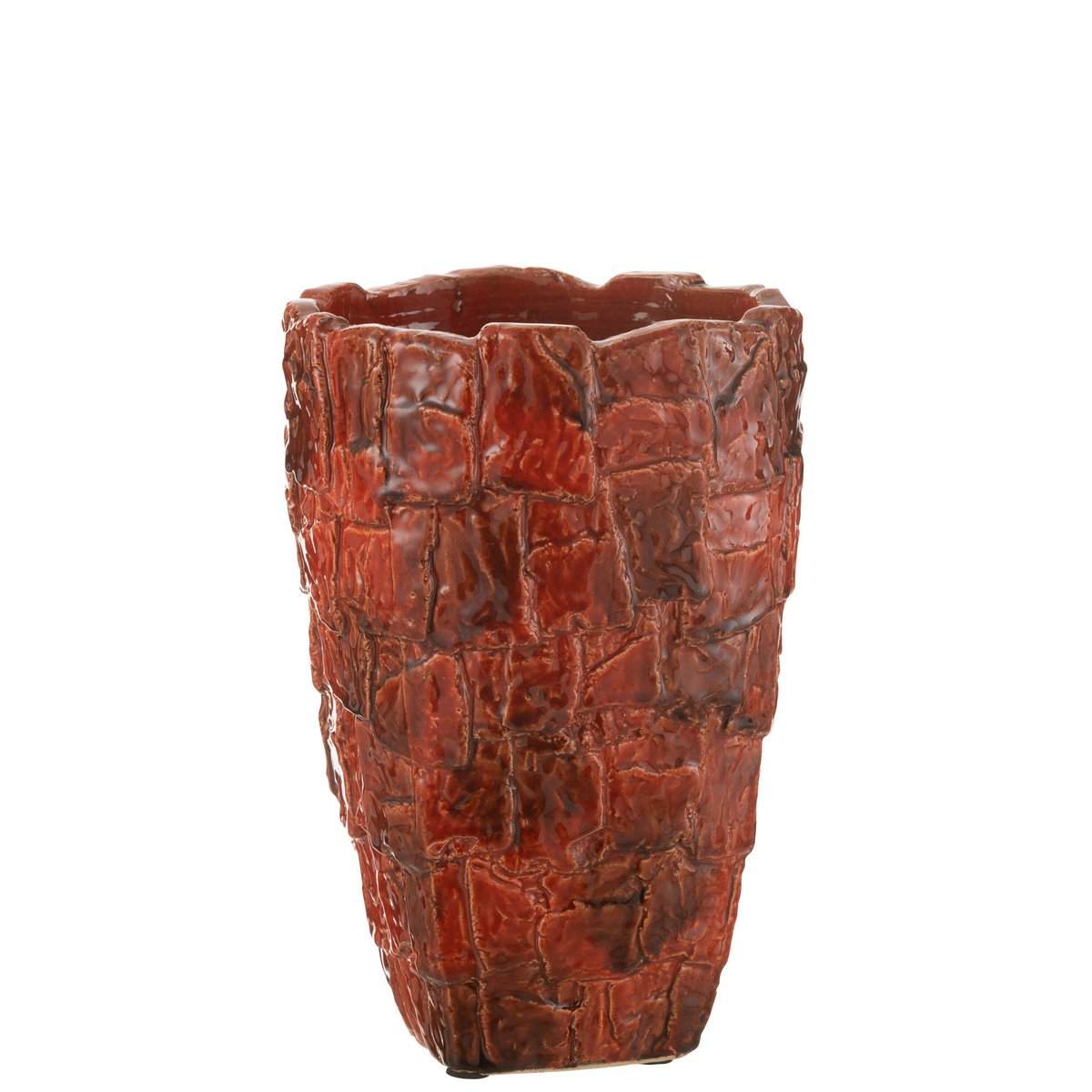 Vase J-Line Akane - céramique - rouge - grand - Ø 25 cm