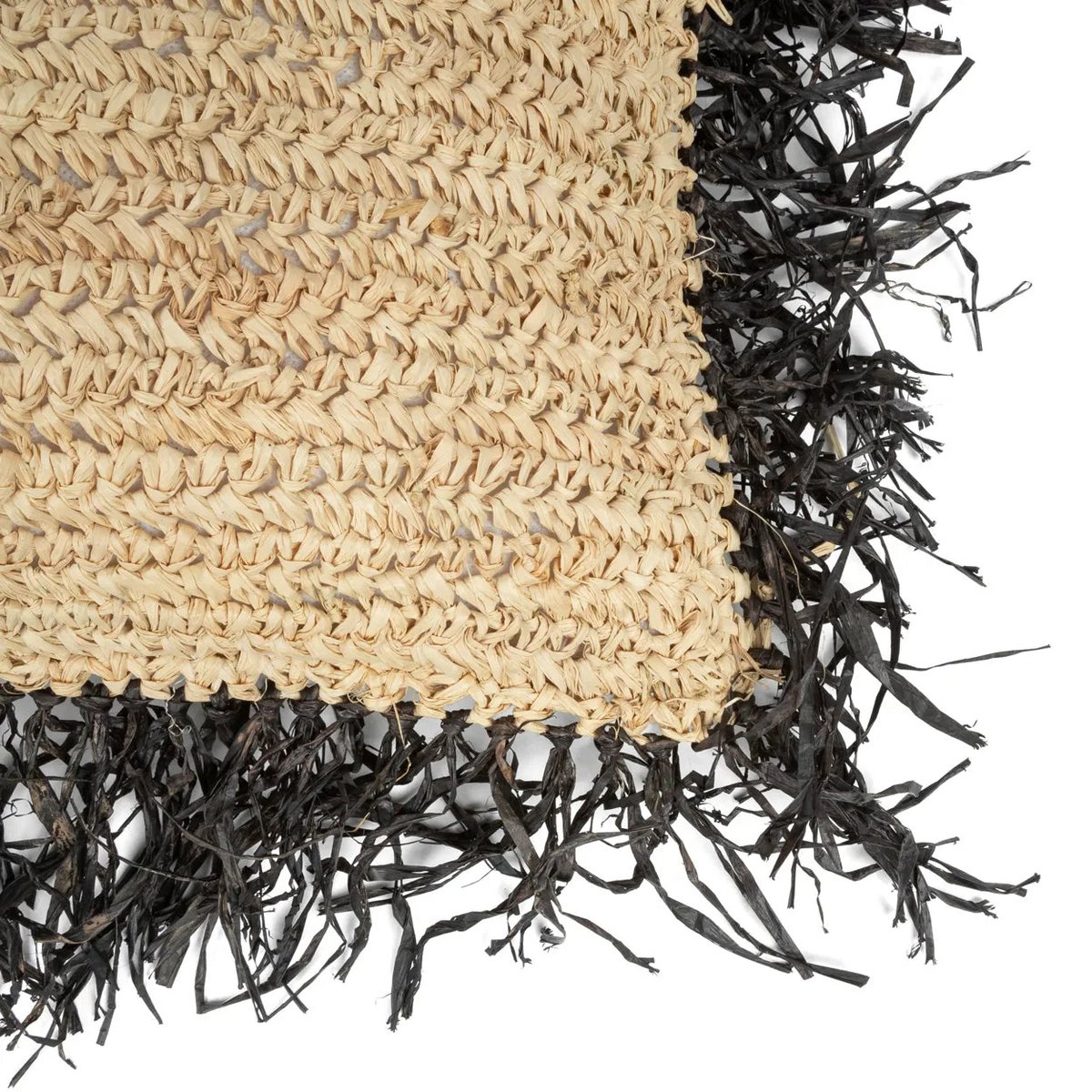 La Housse de Coussin Raphia Carrée - Noir Naturel - 60x60