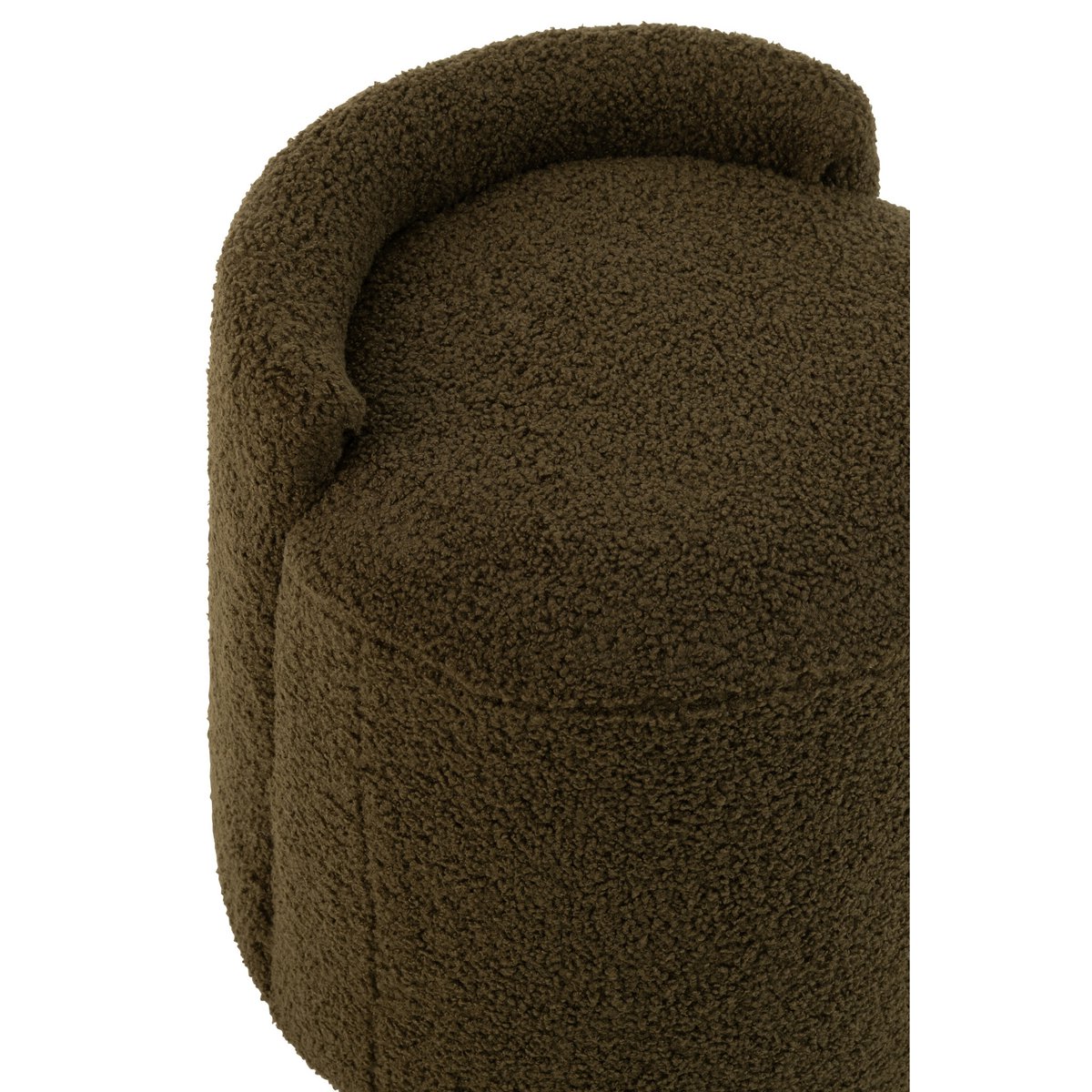 J-line poef Teddy Round + RugleUing Bouclé Green