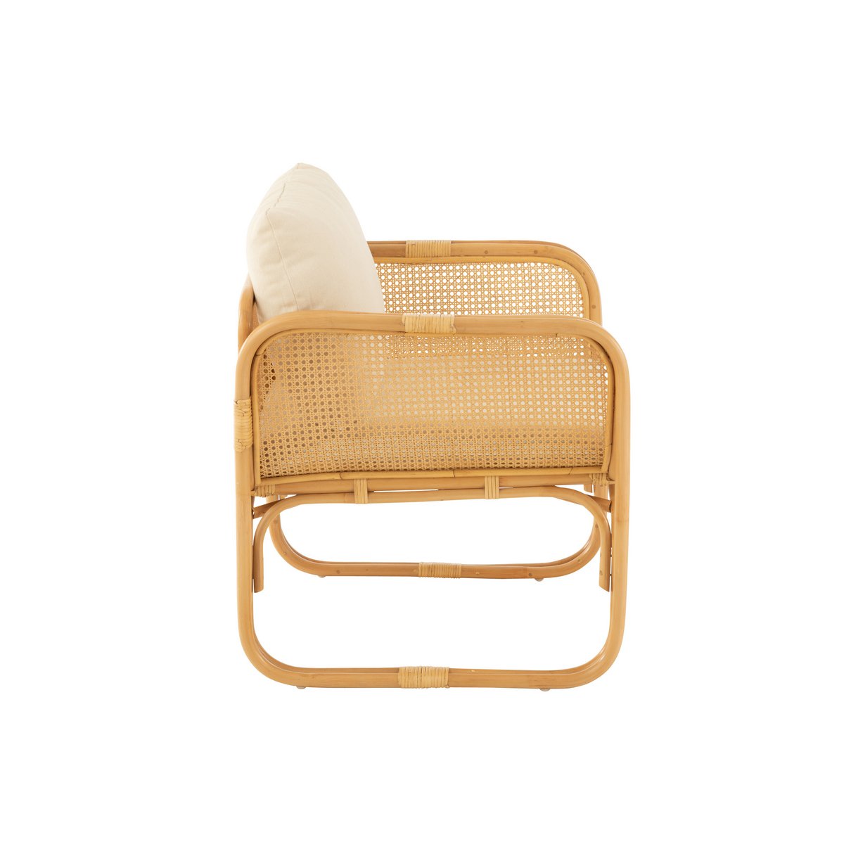 Fauteuil J-Line + coussin - rotin/textile - naturel/blanc