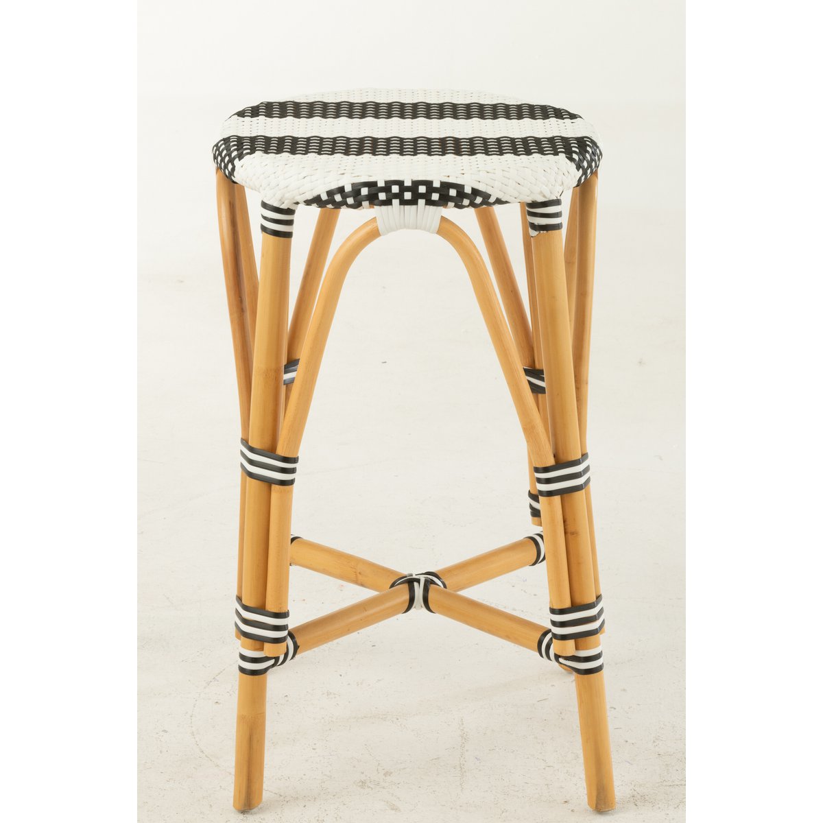 J-Line Tabouret de bar Live Rattan/Plastique Naturel/Noir