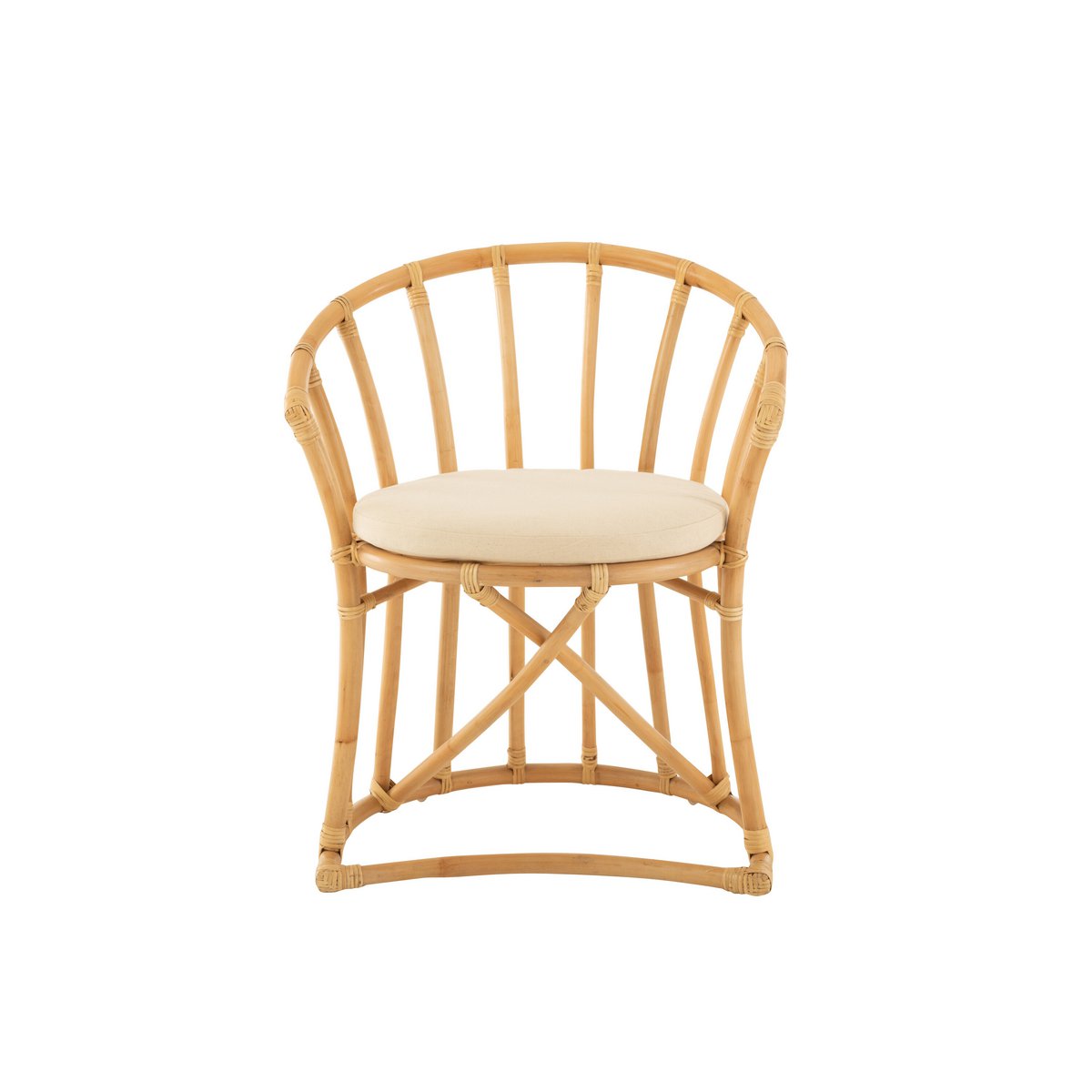 Chaise J-Line + coussin - jute/textile - naturel/blanc