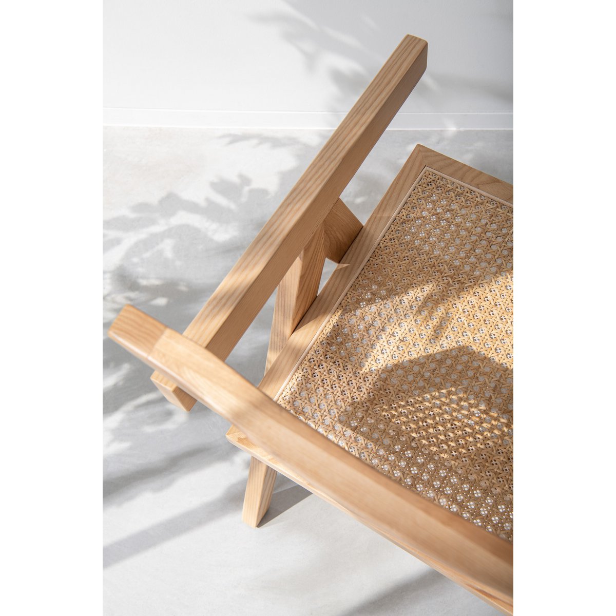 J-Line Chaise Treillis Bois de Frêne/Rotin Naturel