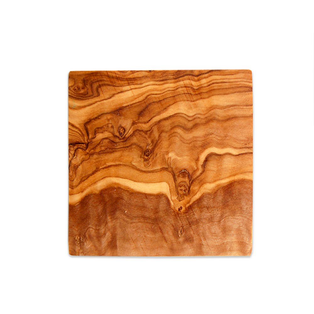 Lot de 6 dessous de verre carré 9 x 9 cm en bois d'olivier