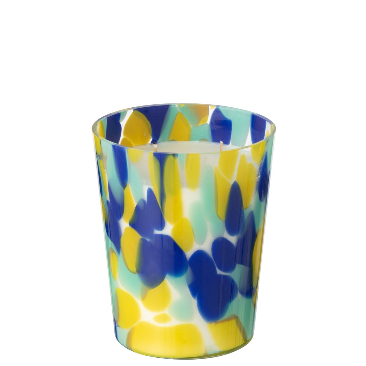 Bougie Parfumée J-Line Noa Bleu/Jaune Moyenne -68 Heures