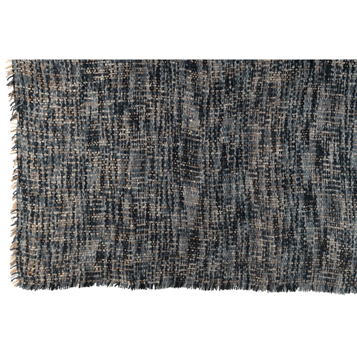 J-Line Plaid tweed - coton - bleu/blanc - 180 x 130 cm