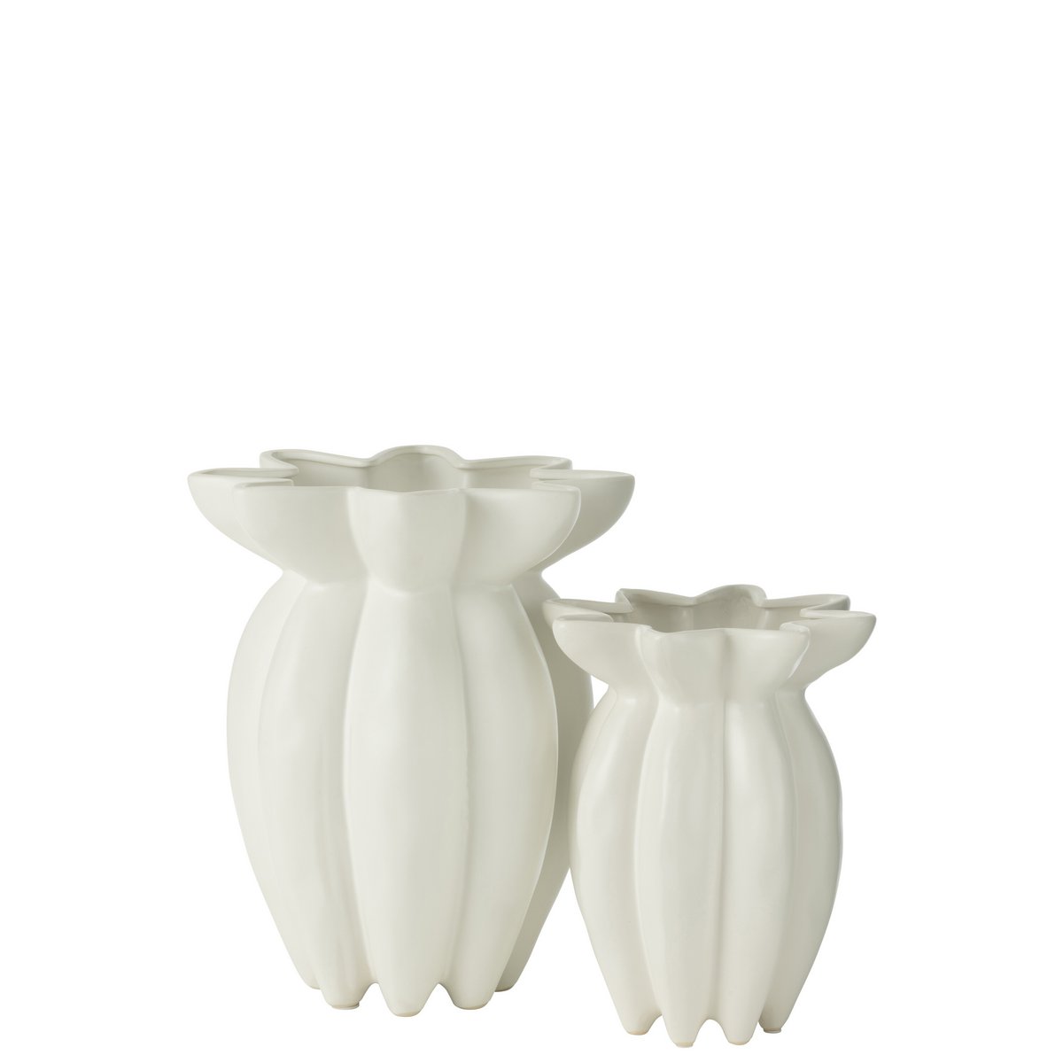 J-Line Vase Lotus Céramique Blanc Grand