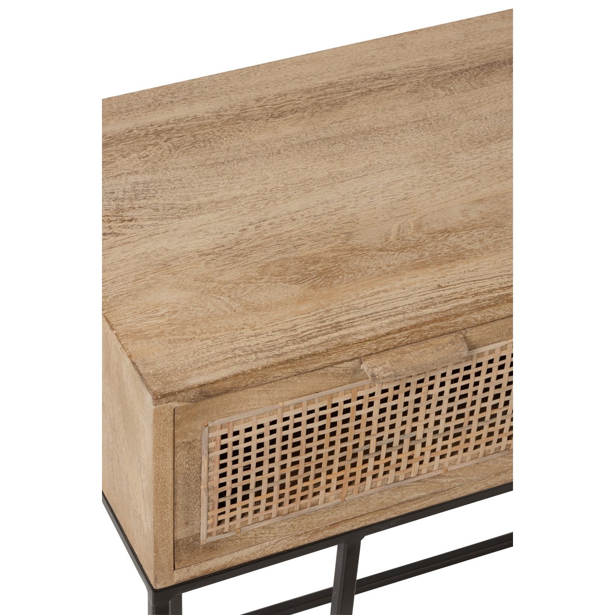 J-Line Console 3 Tiroirs Tressé Roseau Manguier Naturel