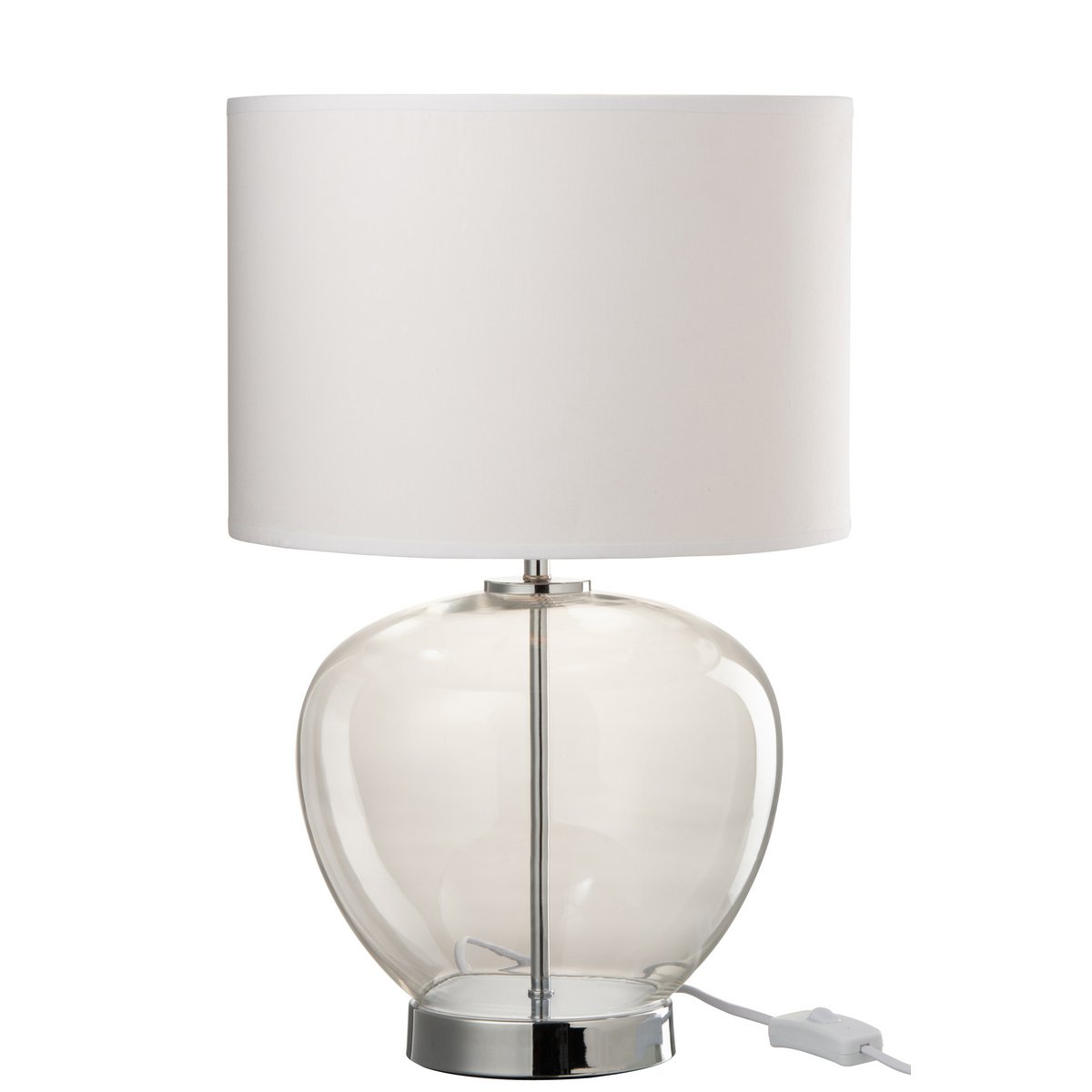 Lampe J-Line Verre Transparent/Textile Argent/Blanc