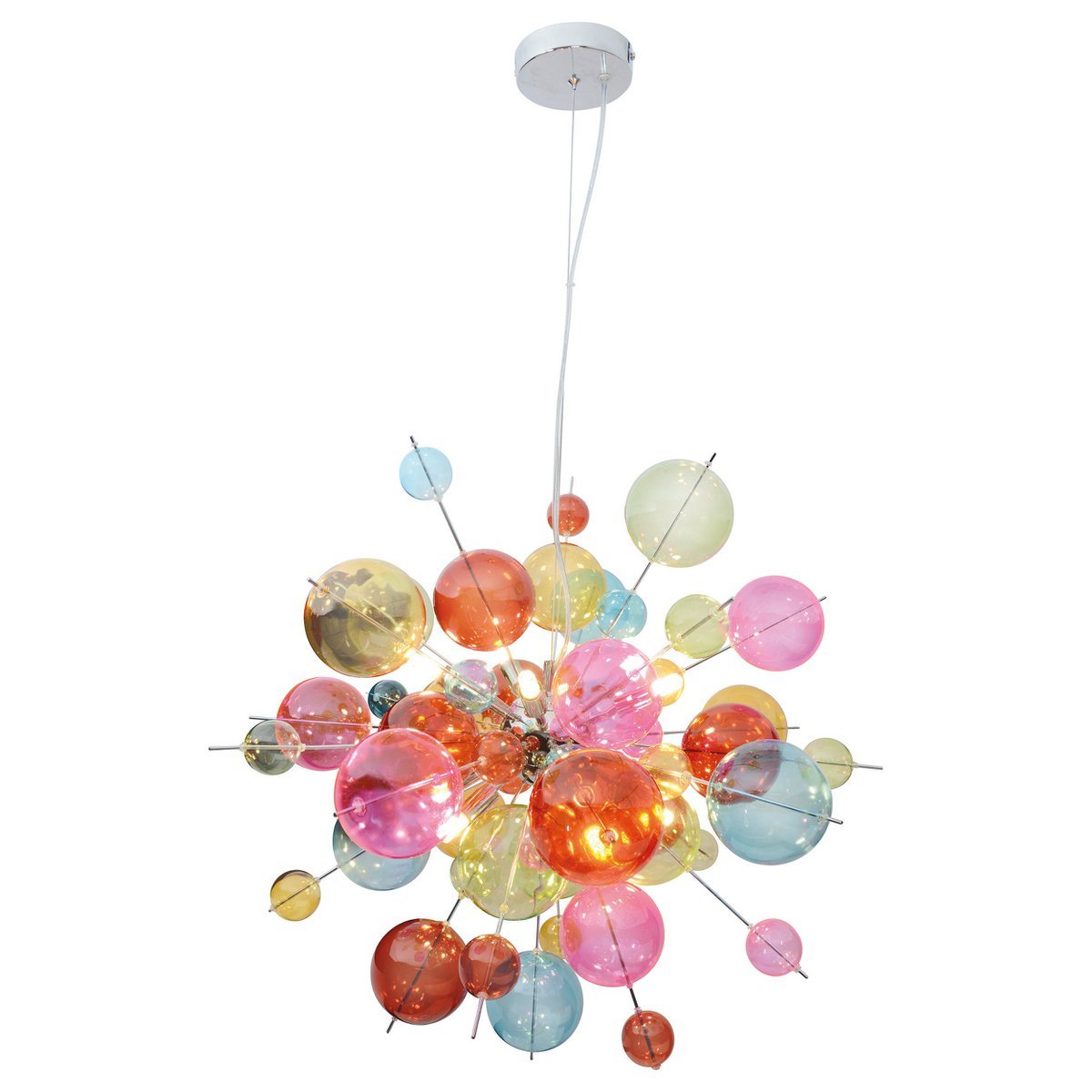La lampe pendentielle "explosion" colorée en métal et en verre, versions G9, lampe suspendue pour salle à manger, salon, hall ou bureau, Øca. 65 cm