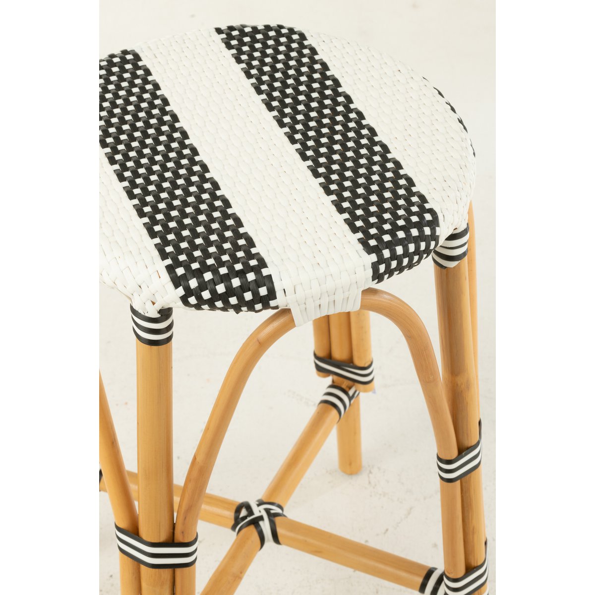 J-Line Tabouret de bar Live Rattan/Plastique Naturel/Noir