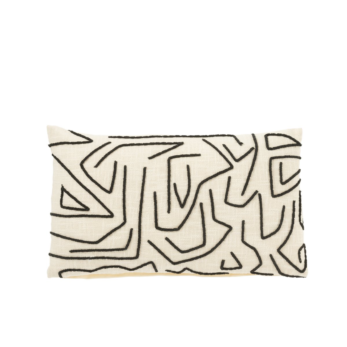 J-Line Coussin Carré Rayures/Nœuds Coton Blanc/Noir Small