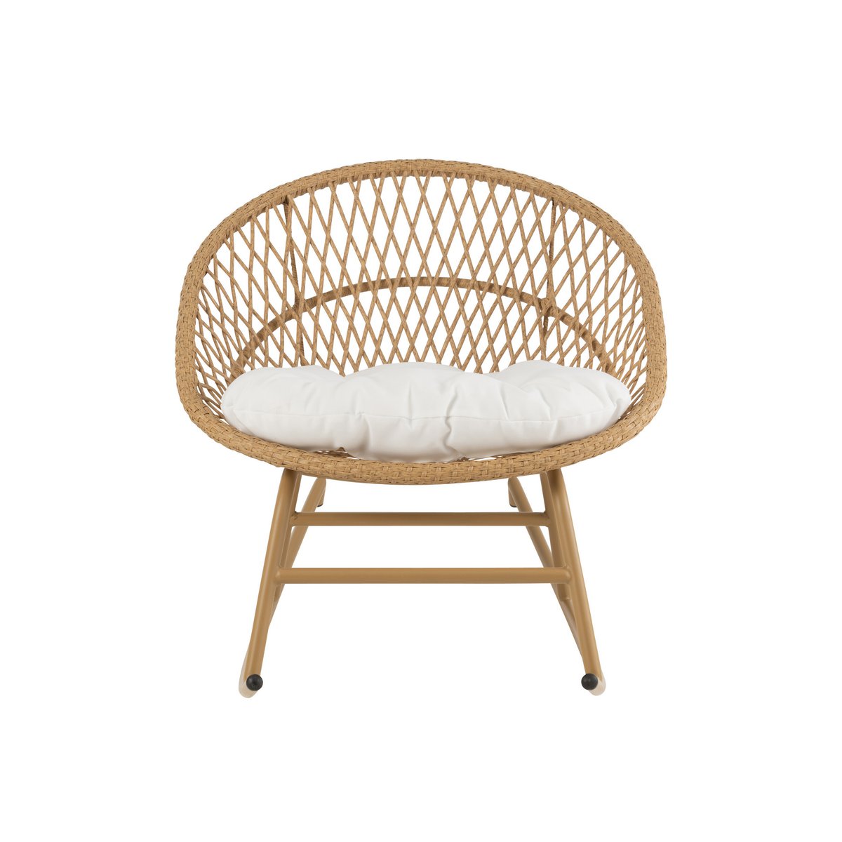 J-Line rocking chair + coussin Zayo - métal/osier - beige