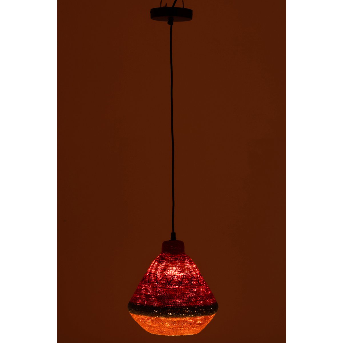 Lampe suspendue J-Line Stripes + Zigzag Top Seagrass Mix