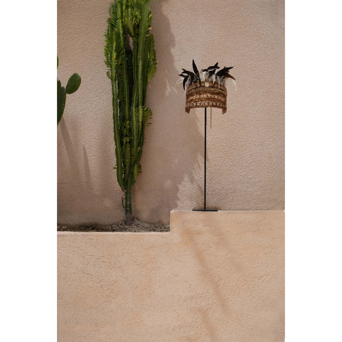Chapeau Plume de Guinée sur Pied - Noir Naturel