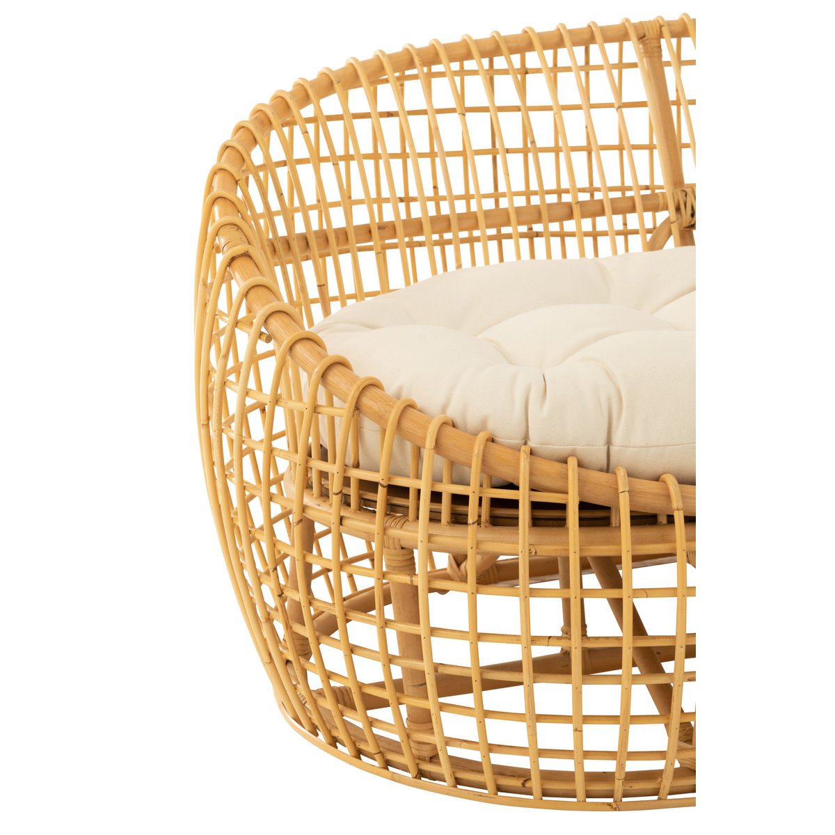 Canapé J-Line Lise + coussin 2 personnes - rotin/textile - naturel/blanc