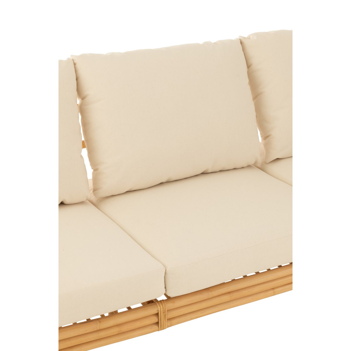 Canapé J-Line Elise + coussin 3 personnes - rotin/textile - naturel/blanc