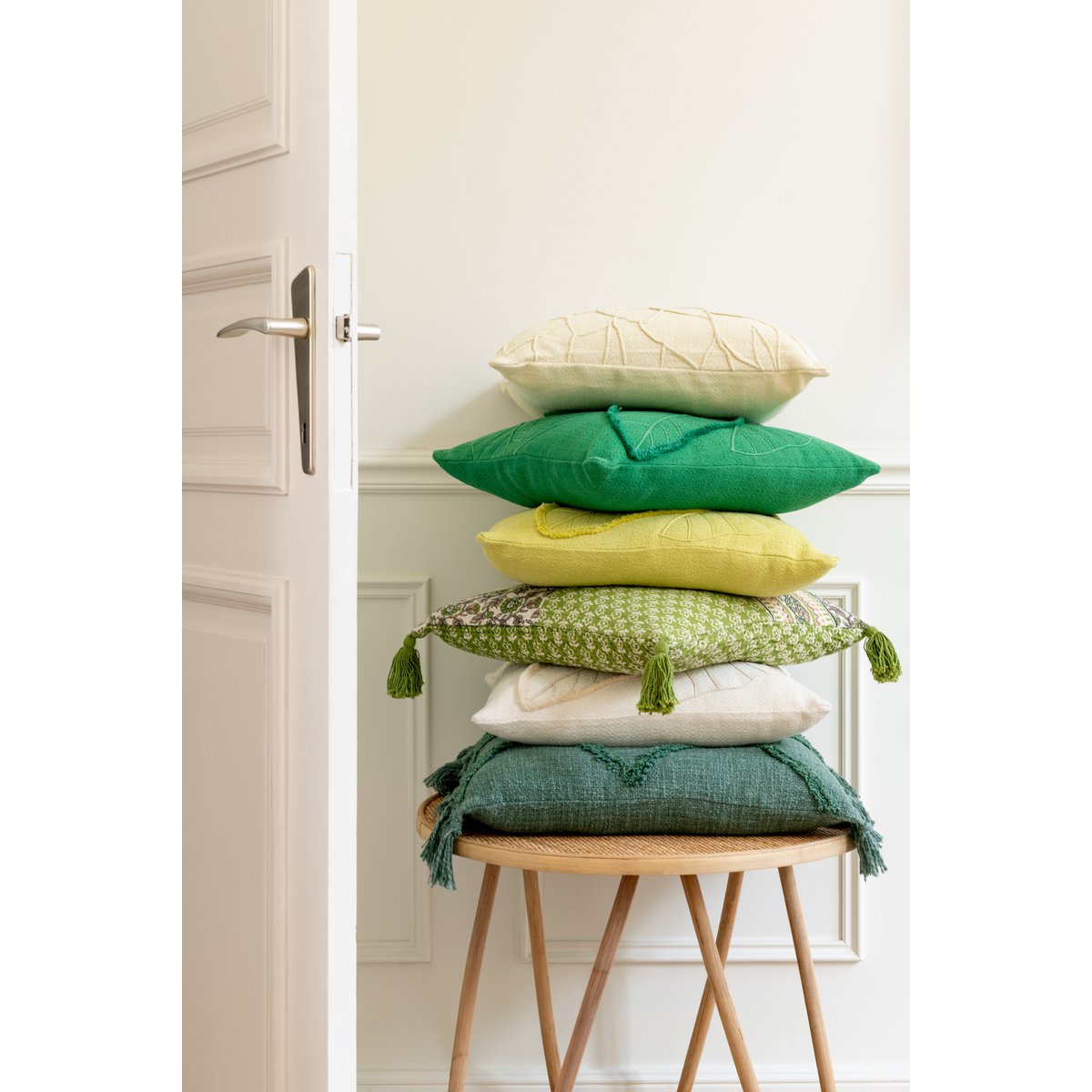 Coussin J-Line Feuille - textile - blanc