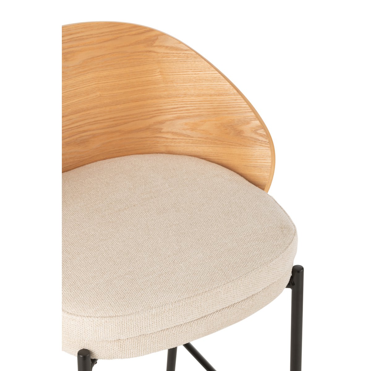 J-Line Tabouret de bar Lone Contreplaqué/Métal Naturel/Beige