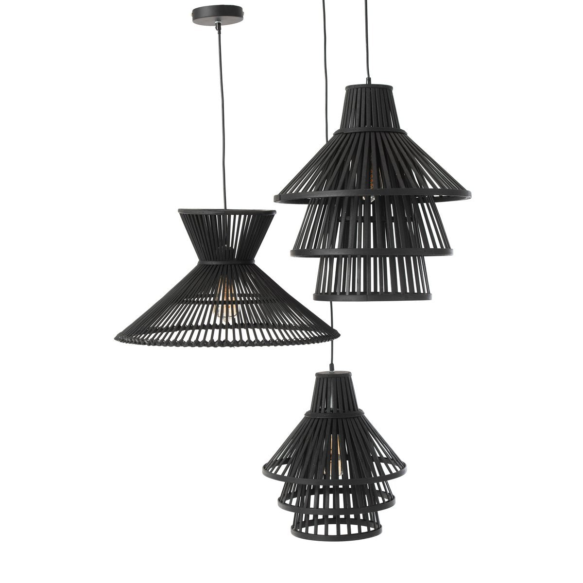 Lampe suspendue J-Line Lagen - bois - noir - petite