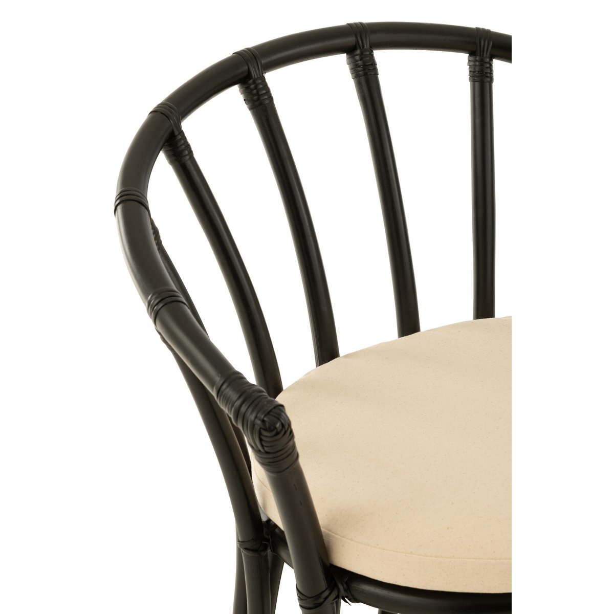 Chaise J-Line + coussin - jute/textile - noir/blanc