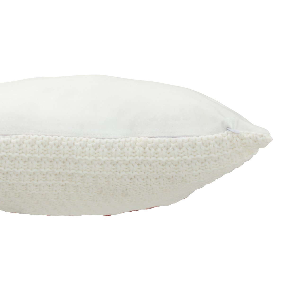 Coussin J-Line Knit Relax - polyester/acrylique - blanc/rouge