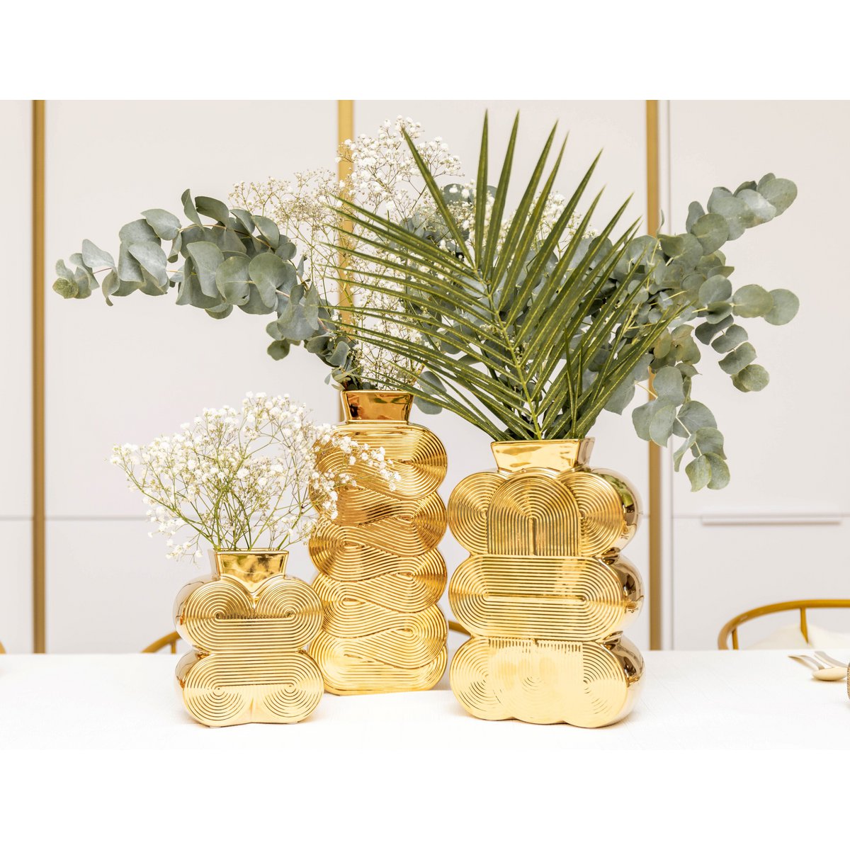 VASE DORE BRILLANT GRAND MODELE 14X8X30CM