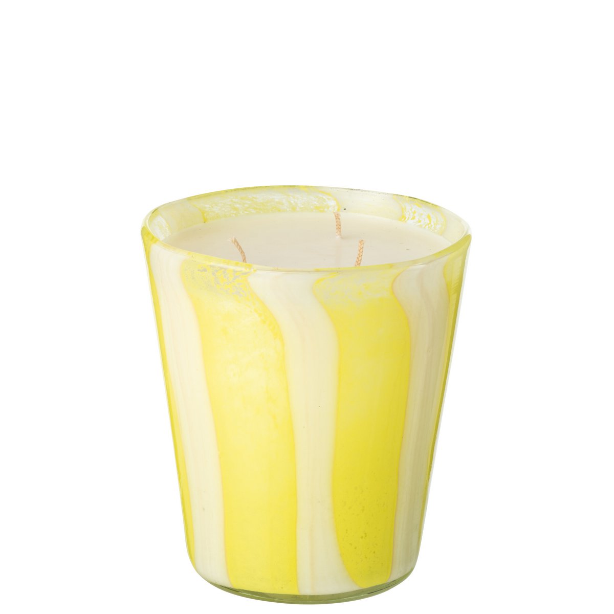 Bougie Parfumée J-Line Noa Stripes Jaune Moyenne -68 Heures