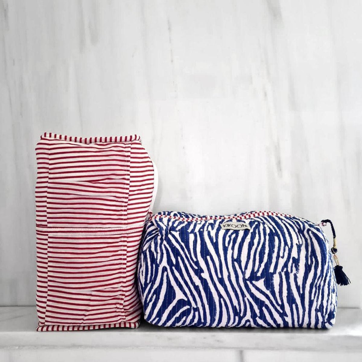 sac cosmétique fait main "zèbre bleu"