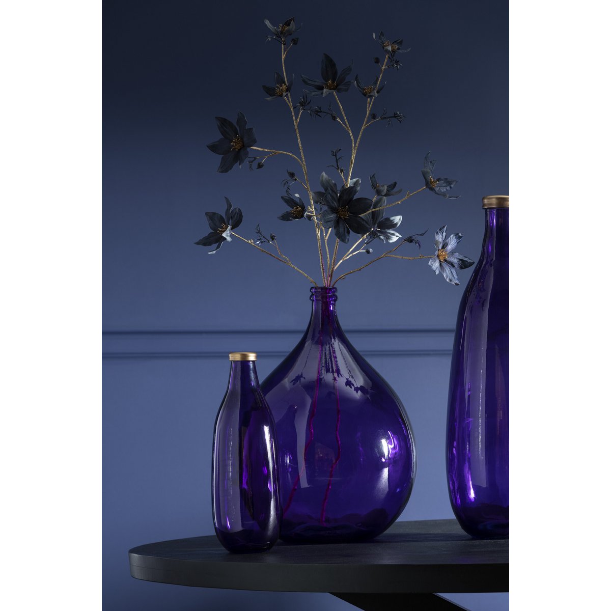Vase J-Line Gold Border - verre - violet - moyen