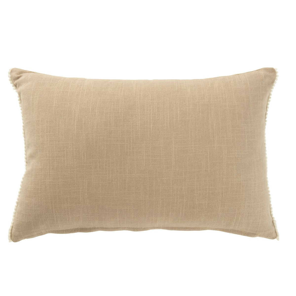 J-Line Coussin Broderie Florale Coton Grège/Crème