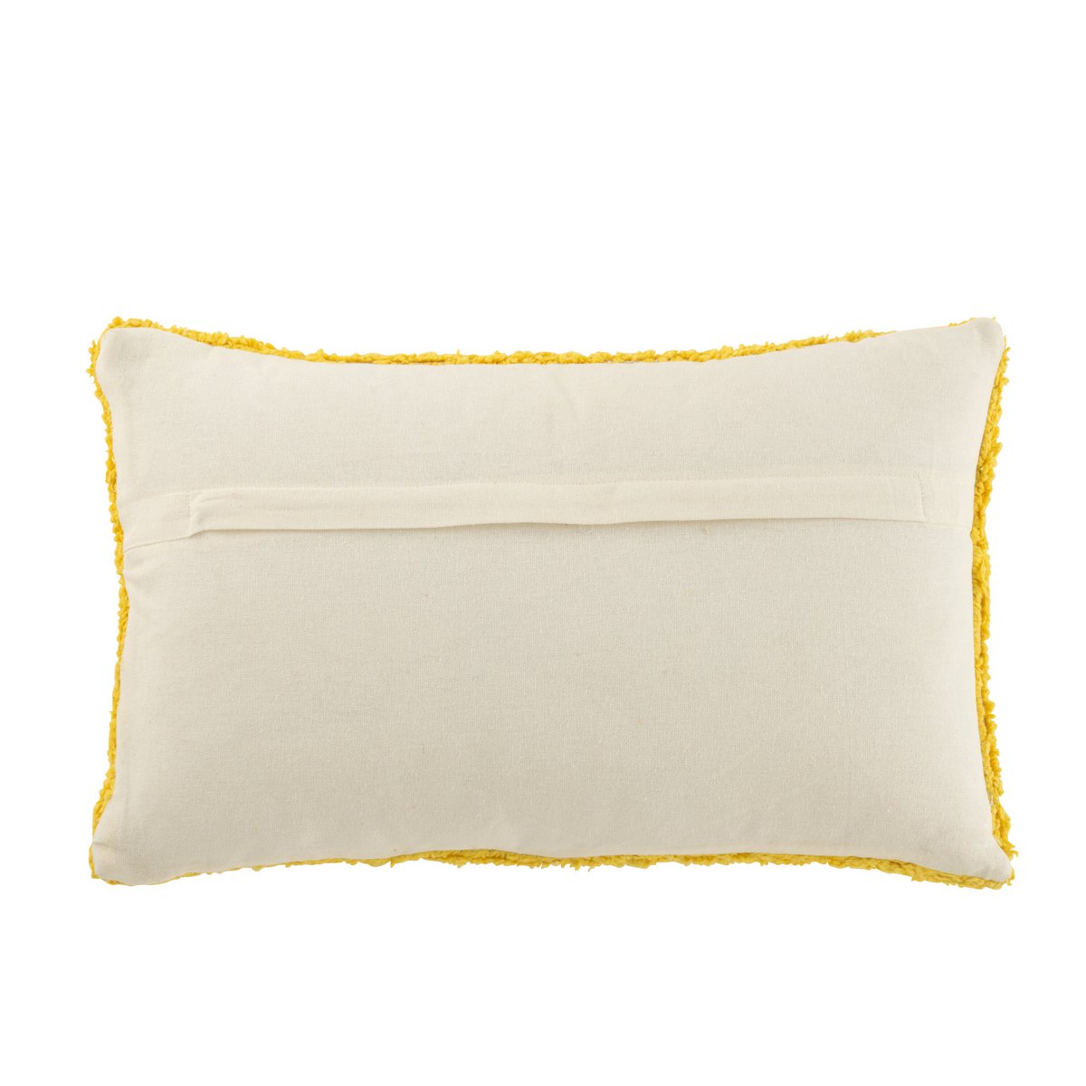 J-Line Coussin Soleil Tufté Coton Jaune/Blanc