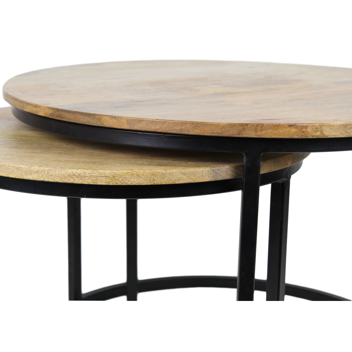 Set de 2 tables basses Ronin - ø70 cm - bois de manguier/fer - naturel