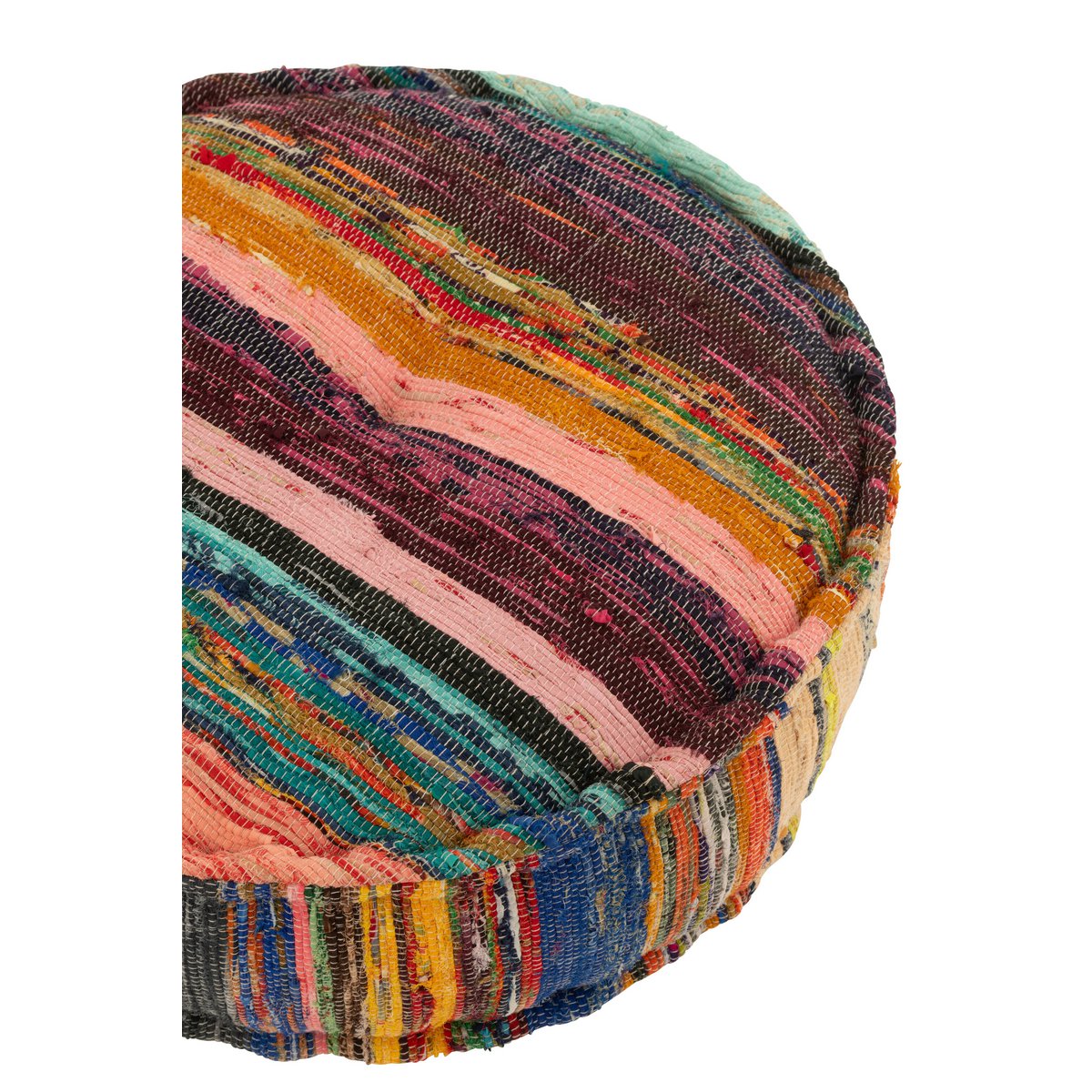 J-Line Pouf Chindi Rond Mélange Coton/Polyester