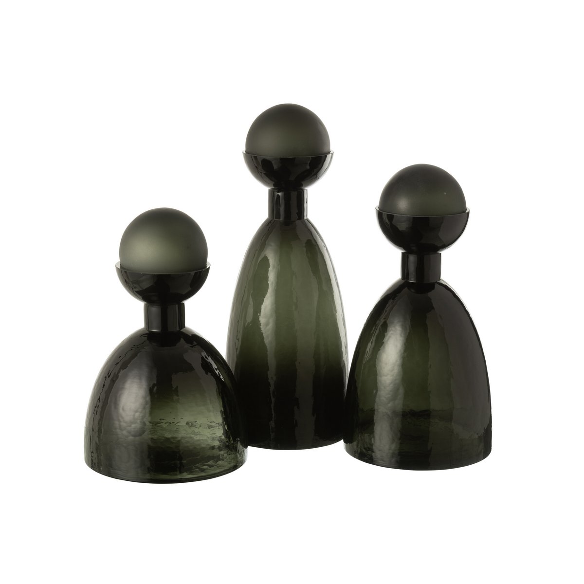 J-Line Vase Bouteille + Bouchon Adria Verre Vert Foncé Large