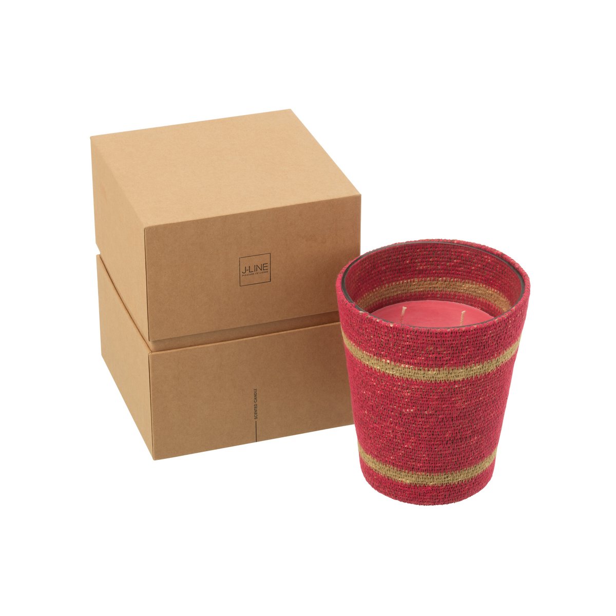 J-Line Bougie Parfumée Panier Cire Fuchsia Large - 75 Heures